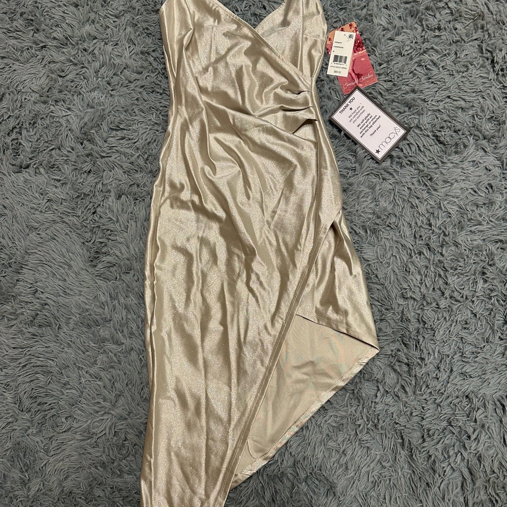 Elegant Champagne Asymmetrical Dress